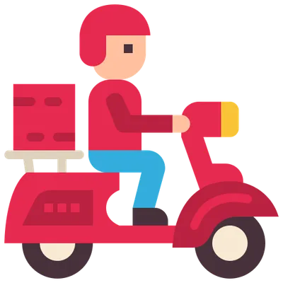 food delivery guy on a moped